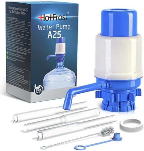 HotFrost Manual Water Pump for 5 Gallon Jug & Bottle – Non-Electric 5 Gallon Water Dispenser, Universal Hand Pump with 3 Adjustable Tubes, 53mm Screw Top Adapter, Spout Cap & Cleaning Brush, BPA-Free - Image 4