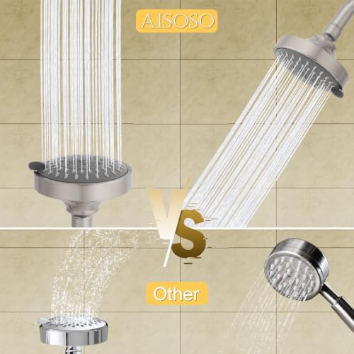 AISOSO High Pressure Rain Shower Head 2PCS 5 Modes 4.1 Inch Brushed Nickel - Image 5