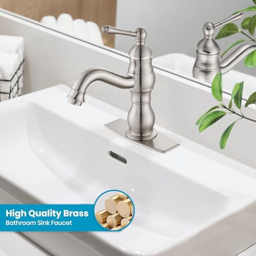 gotonovo Bathroom Faucet 1 Hole Vintage,Brushed Nickel,5.9” Spout Reach - Image 2