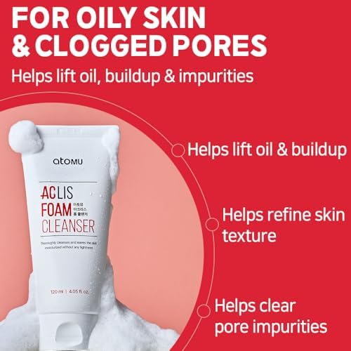 ATOMU Salicylic Acid Foaming Facial Cleanser for Oily Skin & Clogged Pores, BHA Oil Control Face Wash, 4.05 fl oz - Image 2