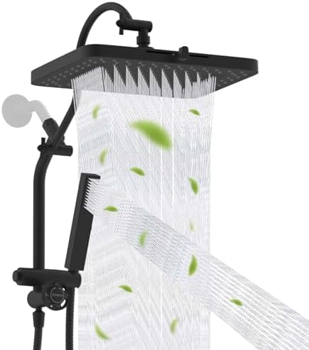 Hibbent 5-Mode 13" Rain Shower head, 4-Spray Handheld Shower, Matte Black by Hibbent
