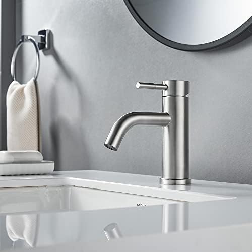 Single Hole Bathroom Faucet,Single Handle Brushed Nickel Bathroom Sink Faucet,Modern Stainless Steel Commercial Basin Faucet (No Drain - Image 3