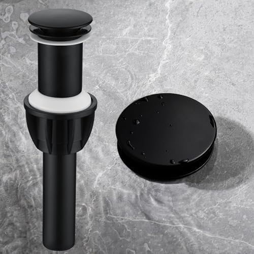 TIORIY Bathroom Sink Stopper Without Overflow, Sink Drain Assembly Black by TIORIY