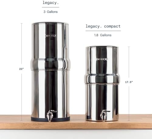 Boroux Compact Gravity-Fed Countertop Stainless Steel Water Filter System | 1.8 Gallons with 2 Authentic Black Foundation Filters - Image 2