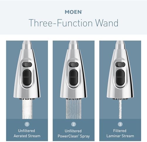 Moen Align Chrome 3-In-1 Water Filtration Pre-Rinse Spring Pull Down Kitchen Faucet, Water Filter for Sink Faucet Sold Separately, F5923 - Image 4