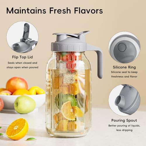 64 oz Mason Jar Pitcher, Glass Pitcher with Lid for Sun Tea & Iced Tea - Image 5
