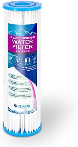 Pleated Sediment Water Filter Cartridge 9.87”x 2.5” Amplified Surface Area, Removes Sand, Dirt, Rust, Extended Filter Life WELL-MATCHED with WHKF-WHPL, 801-50, WB-50W, WFPFC3002, SPC-25-1050 by Ronaqua