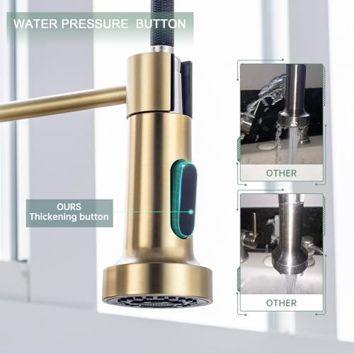 WEWE Pull-Down Kitchen Faucet, 2-Mode Sprayer, Gold, High Arc - Image 4