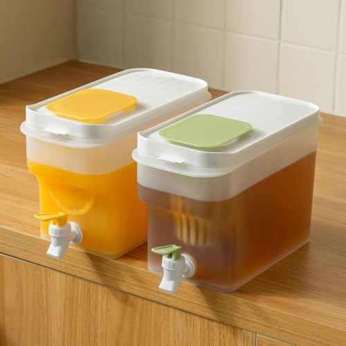 2 Pack 1 Gallon Fridge Drink Dispenser Airtight Jug Pitcher with Spout by ZioWuu