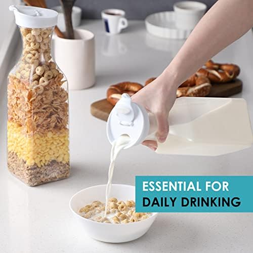 Plastic 50 Oz Water Carafe with Flip Top Lid, Set of 6 Square Base Clear Plastic Juice Container Pitcher - for Water, Iced Tea, Juice, Beverage, Lemonade, Milk and Mimosa Bar - HAND WASH ONLY - Image 4