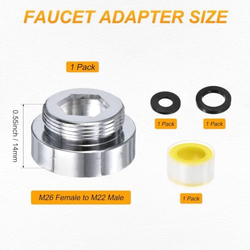 M METERXITY 1-Pack Faucet Adapter, M26 Female to M22 Male, for Kitchen - Image 3