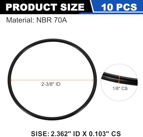 uxcell 10Pcs AS-142 NBR 70A O-Rings 2-3/8"ID x 3/32"CS/2.362"ID x 0.103"CS - Image 2