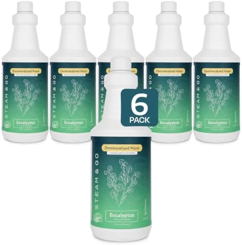 Steam & Go Demineralized Water for Steam Mop, Eucalyptus Mint, 6 x 32 Fl Oz by SteamandGo