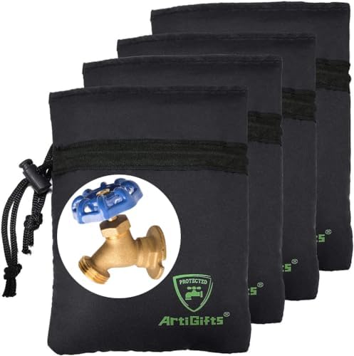 Pro Outdoor Water Faucet Cover Socks for Winter Freeze Protection, 5.9" W x 7.7" H, Black, Set of 4 by ArtiGifts