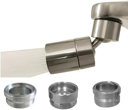Rotating Faucet Aerator Extender,Nozzle Faucet Adapters, Universal Splash Filter Kitchen Tap Extension, Kitchen Sink Tap Head (Brushed Nickel 80°+3 brass adapters) by BOARNE