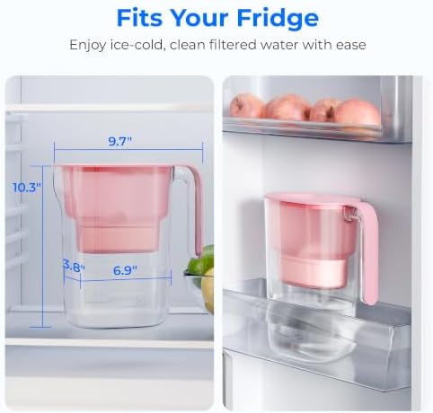 Waterdrop PT-05P Water Filter Pitcher, 7-Cup Capacity, NSF Certified, Pink - Image 3