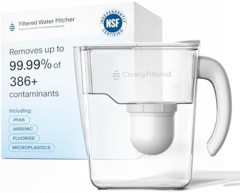 Clearly Filtered Water Filter Pitcher, 10 Cup BPA Free Water Filtration by ClearlyFiltered