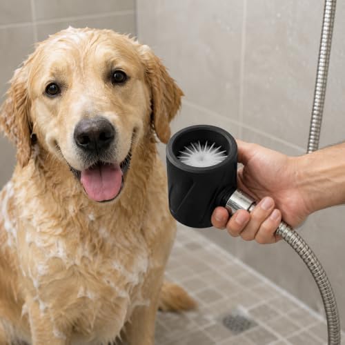 Dog Paw Washer Shower Nozzle, Plastic G1/2 Threaded Pet Foot Rinse Attachment with Wide Open Wash Head for Bathing and Grooming, Black, 1 Pack (White) - Image 3