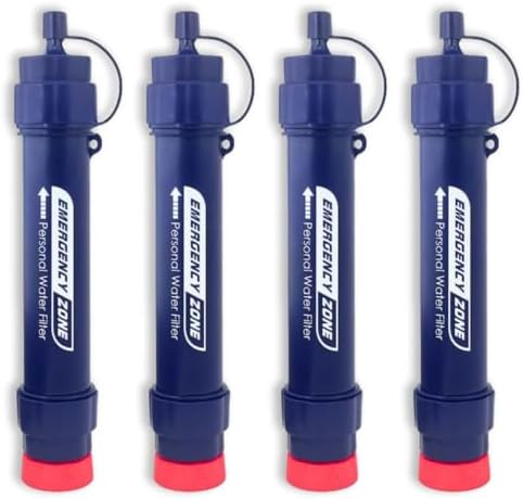 Portable Water Filter Straw - Reliable Survival Gear for Clean Water, Emergency Survival Purifier | for Hiking, Travel, Camping Gear, and Outdoor Adventures (2 & 4 Packs Available) (4 Pack) by EmergencyZone