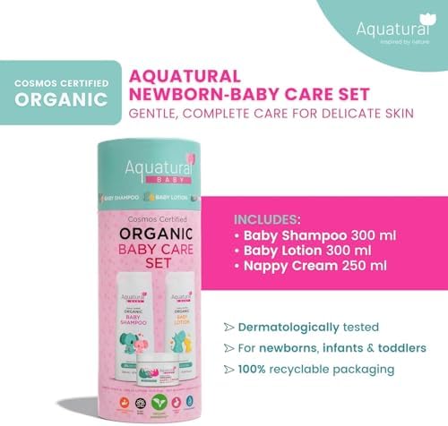Organic Baby Essentials Bath Care Set - Certified Organic Baby Shampoo, Lotion & Nappy Cream - Dermatologist Tested, Newborn Safe, Gentle & Nourishing - Image 2