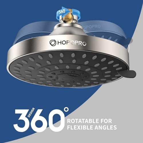 HOPOPRO 5-Mode High Pressure Shower Head - The Washington Post, NBC News, Today TV Show Recommended - High Flow Fixed Showerheads (6 Inch Brushed Nickel) - Image 4