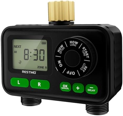 RESTMO 2-Zone Programmable Sprinkler Timer for Outdoor Hose Faucet by Restmo