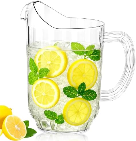 Tessco 1 Pcs Plastic Pitchers 60 Oz Clear Water Beer Jug Large,Classic by Tessco