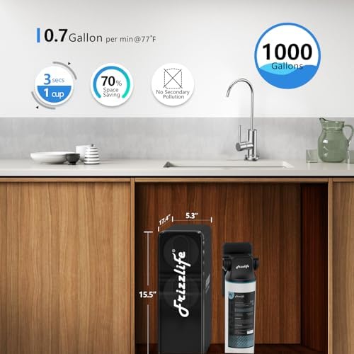 Frizzlife 1000GPD Reverse Osmosis Water Filter, NSF/ASNI 58&53&42&372 Standard, Alkaline Mineral pH+ Reverse Osmosis System, 9-Stage Filtration Tankless RO, 2:1 Pure to Drain, Under Sink, PD1000-TAM4 - Image 4