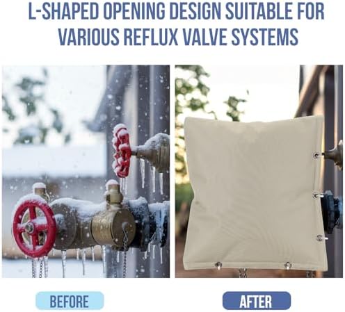 SATINIOR 2 Pcs Backflow Preventer Insulation Cover 17 " x 20 "Outdoor Pipe Insulation Cover with Cable Zip Ties for Outside Irrigation Sprinkler Valve Insulated Pouch Winter Freeze Protection(Beige) - Image 5