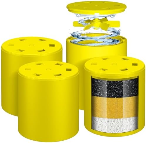 4 Pack Universal Shower Filter Cartridge- 99% Removes Chlorine, Fluoride, Heavy Metals,Hard Water Impurities - Healthier Skin & Softer Hair,Compatible with Universal Shower Filter by VeoryFly