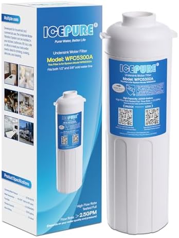 ICEPURE WFC5300A Under Sink Water Filter system, 3 Years or 22000 Gallons Ultra High Life, Replacement for ICEPURE WFS5300A Under Sink Water Filtration System, Removes Heavy Metals,Chlorine by ICEPURE