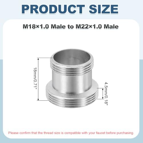 uxcell Faucet Aerator Adapter,M18 Male to M22 Male Brass Faucet Adapter - Image 2