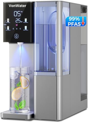 CT910G Countertop Reverse Osmosis Water Filter System, 7-Stage RO Water Filtration System, 528 Gallons Water Dispenser, 3:1 Pure to Drain, NSF 372,42,58, Reduce TDS PFAS, No Installation by VonWater