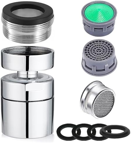 Faucet Extender 360° Swivel Faucet Aerator Female Thread Chrome Solid Brass Kitchen Sink Aerator and Bathroom Sink Filter, 55/64in Aerator for Sink Faucet with 15/16 Inch-27UNS male Thread Adapter by ESPETIO