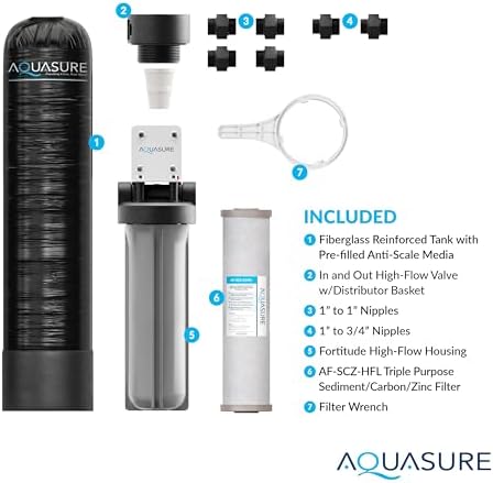 Aquasure Serene Lite Whole House Salt-Free Water Conditioning Descaler System with Triple Purpose Pre-Treatment Filter (800,000 Gallons Salt-Free System) - Image 6