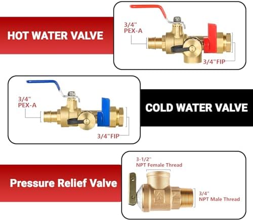 3/4" EFIELD IPS Isolator Tankless Water Heater Service Valve Kit - Image 3