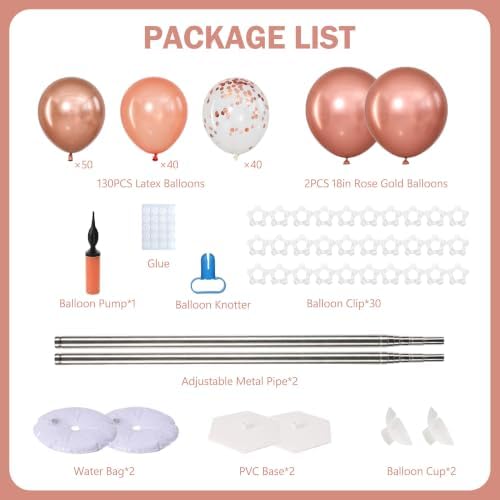 Rose Gold Balloon Column Stand Kit Set of 2 for Floor - Image 3
