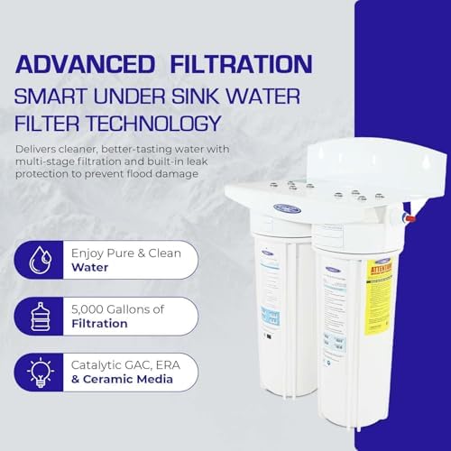 Crystal Quest Smart Under Sink Water Filter System | Smart + Carbon Block + Sediment Filter |Double| Filters 10,000 gallons - Image 3