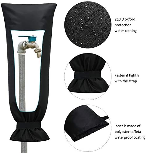 Frienda 2 Pcs Outdoor Faucet Cover for Winter Freeze Protection Large,Black - Image 4