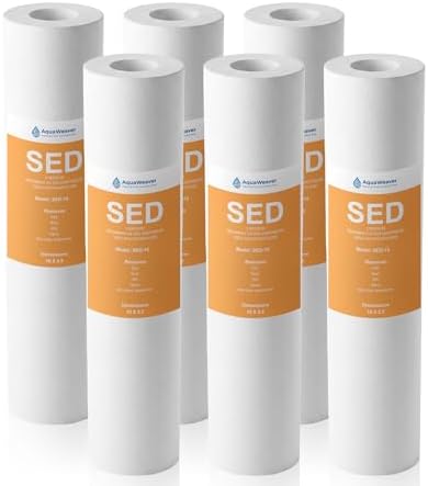 5 Micron 10" x 2.5" Sediment Water Filter Cartridge, 6 Pack by AquaWeaver