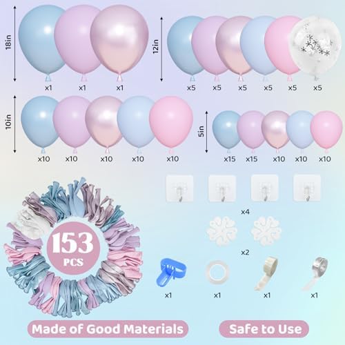 Amandir 153pcs Pink Purple Blue Balloons Arch Garland Kit Different Sizes - Image 2