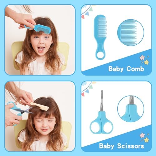 Baby Healthcare and Grooming Kit, 21pcs Baby Electric Nail Trimmer Set Newborn Nursery Health Care Set for Newborn Infant Toddlers Baby Boys Girls Kids Haircut Tools (21 Kits Blue) - Image 5