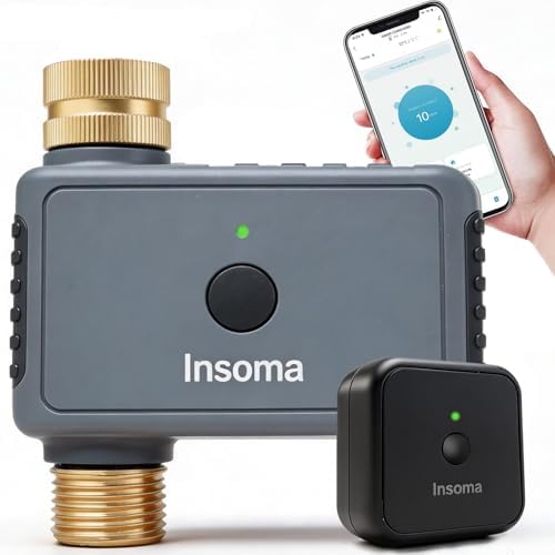 Insoma WiFi Water Timer with Brass Inlet&Outlet, Smart Sprinkler Timer + Auto/Manual/Rain Delay for Garden, Hose Timers with Hub, Up to 20 Watering Plans, APP & Voice Control, Compatible with Alexa by Insoma