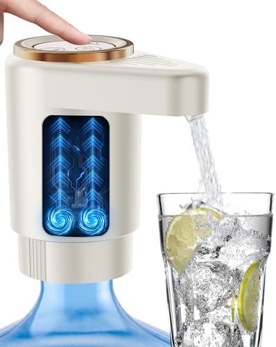 Water Jug Pump for 5 Gallon Bottle – Portable Electric USB-C Charging Dispenser, Dual Powerful Motors, Fast Flow, Fits 2-5 Gallon Jugs – Ideal for Home, Office, Camping, RV, Beige by Unknown