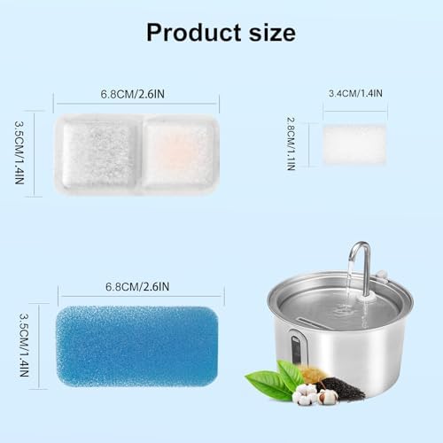 (16 Pack) Cat Water Fountain Filters Replacement Compatible With oneisall Cat Water Fountain, Cat Fountain Filters for 67oz/2L Stainless Steel Cat Fountain - Image 3