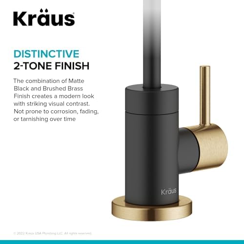 KRAUS Purita™ Single Handle Drinking Water Filter Faucet for Reverse Osmosis or Water Filtration System in Brushed Brass/Matte Black, FF-100BBMB - Image 3