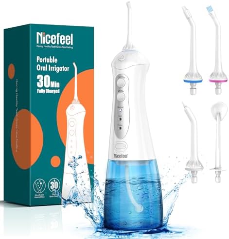 Nicefeel Water Flosser 5 Jet Tips & 3 Modes, Cordless Portable Water Dental Pick for Travel & Home with 300ML Water Tank, IPX7 Waterproof, Rechargeable by NicefeelaProfessionalWaterFlosserProvider