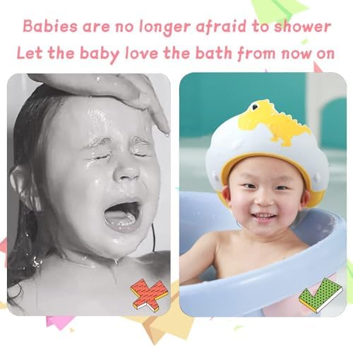 Baby Shower Cap Shield, Shower Cap for Kids, Visor Hat for Eye and Ear Protection for 0-9 Years Old Children,Cute Dinosaur/Crocodile/Hippo shape Makes the Baby Bath More Fun (Dinosaur, Blue) - Image 7