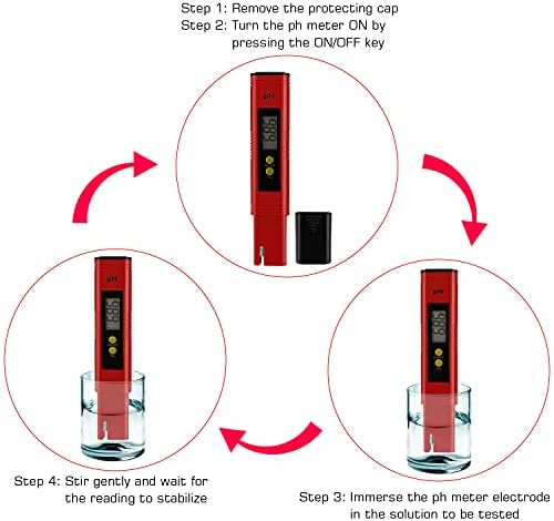 PH Meter for Water Hydroponics Digital PH Tester Pen 0.01 High Accuracy Pocket Size with 0-14 PH Measurement Range for Household Drinking, Pool and Aquarium (1, Red, Normal) - Image 5