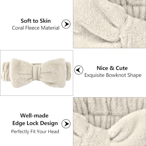 Ondder Spa Terry Cloth Headbands - 8 Pcs Cute Makeup Bow Headbands for Women, Skincare and Face Washing - Image 2